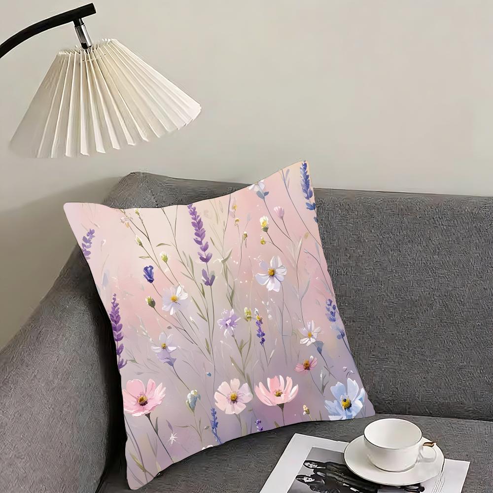 Little Flowers INS Cushion Cover Pillowcase Ultra Soft Skin Friendly Fabric Cloud Like Comfort  Concealed Zipper