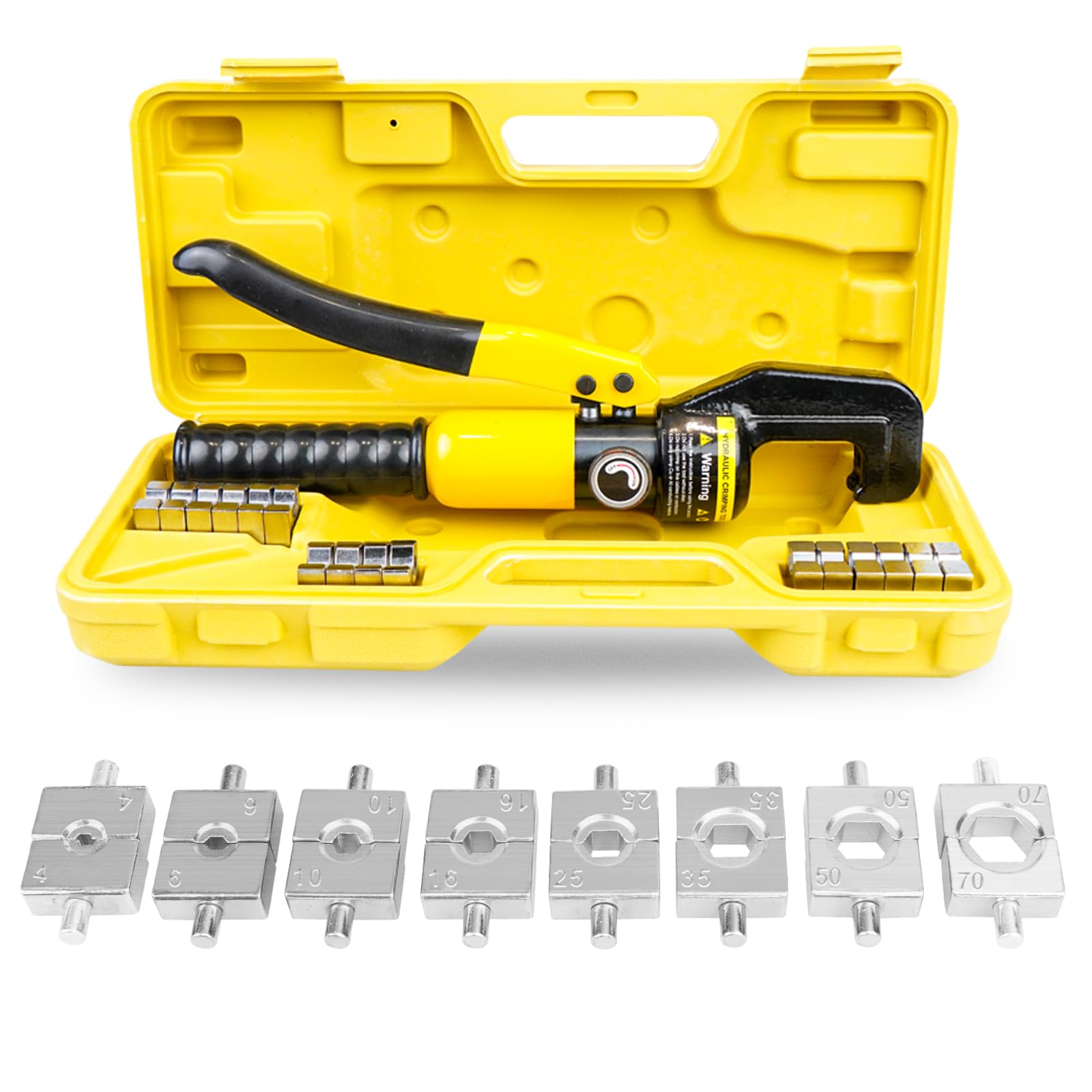 

POWER PANDA Manual Hydraulic Crimping Crimping for Bare Crimping Copper and Aluminum Hydro Die with Case Tool, Pliers, 4-70mm², Terminals, Sleeves,