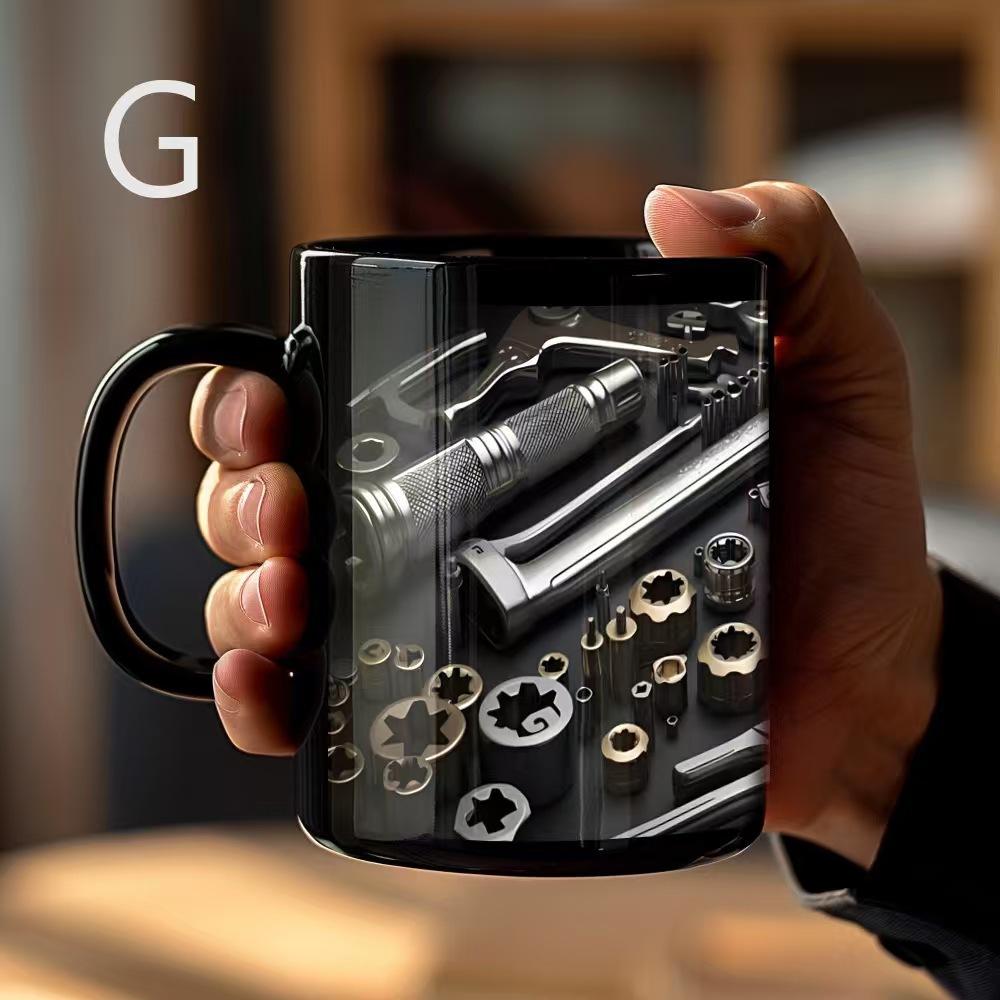 Black Tool Box Mug Men Creative Mug Mechanic Ceramic Mug Diagram Coffee Cup