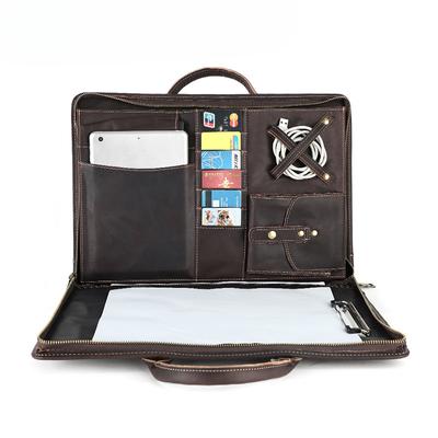 Sac d'ordinateur en cuir véritable pour homme, sac à main d'affaires en cuir Crazy Horse, porte-documents multifonctionnel de qualité supérieure pour homme