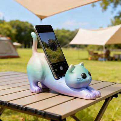 Cute Cat Phone Stand Multi-Functional Desktop Holder for Mobile Phones Decorative PLA Plastic Stand for Streaming And Video Calls