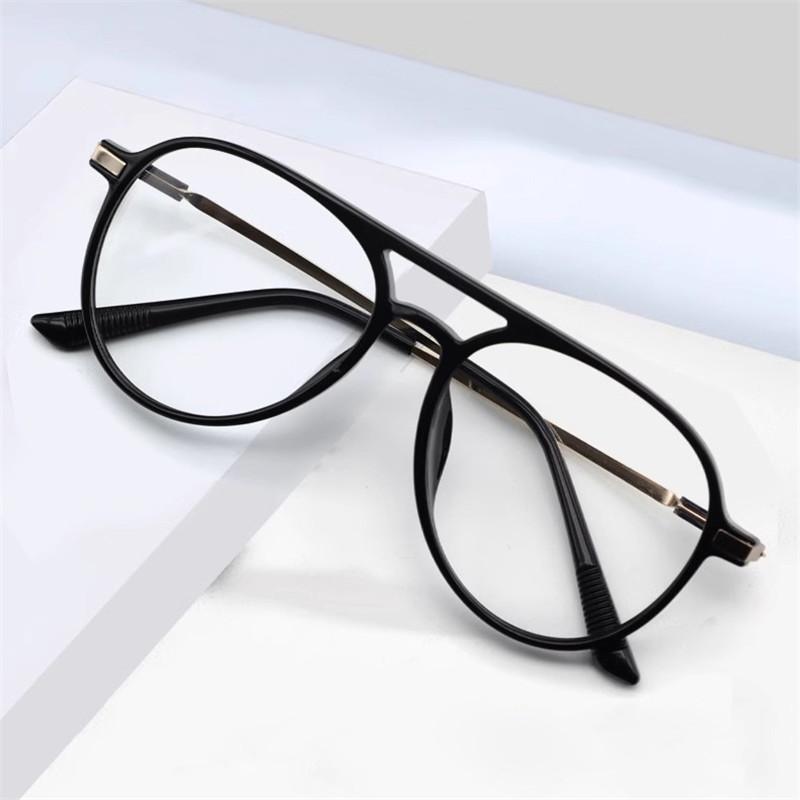 1/2PCS Retro Anti Blue Light Computer Glasses Double Bridge Frame Eyewear Women Men Trendy Fashionable Stylish Spectacles Ouclos