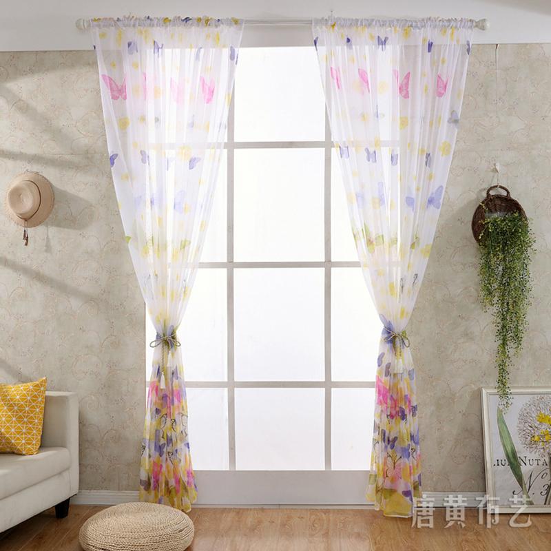 100*270cm Butterfly Sheer Curtains For Living Room Bedroom Colorful Voile Tulles Blinds Kitchen Window Treatments Panel Drapes