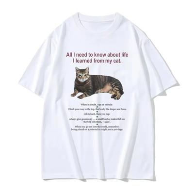 All I Need To Know About Life I Learned From My Cat Graphic Tshirt Unisex Women Trendy Cotton Oversized Tshirt Y2K Cute T Shirt