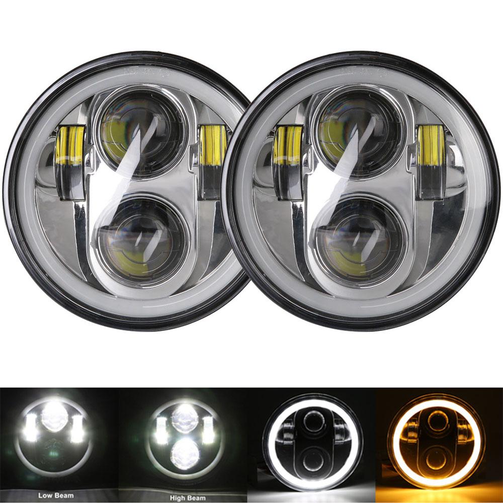 2 Pcs 5 3/4" Motorcycle Headlamp 5.75 Inch LED Headlight for Harley Triumph Rocket Iii 3 Speed Triple Street Triple Thunde