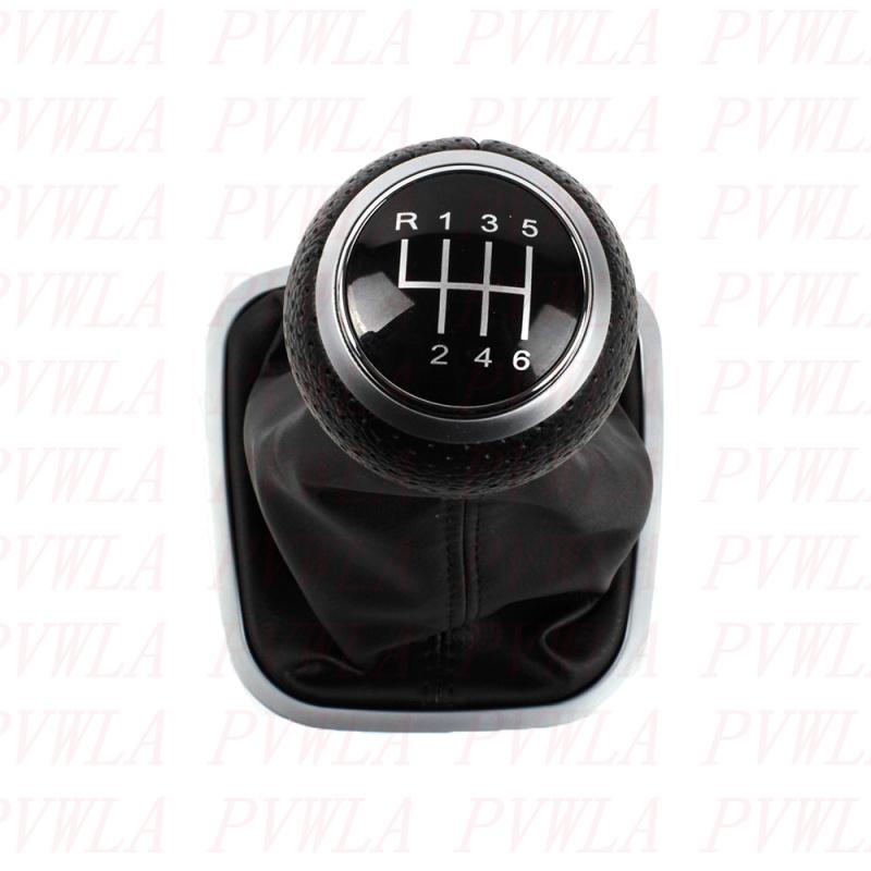 For VW Polo 6R 6C Sedan Hatchback 2011 2012 2013 2014 2015 2016 2017 6 Speed Gear Stick Shift Knob+ Black Line PU Leather Boot