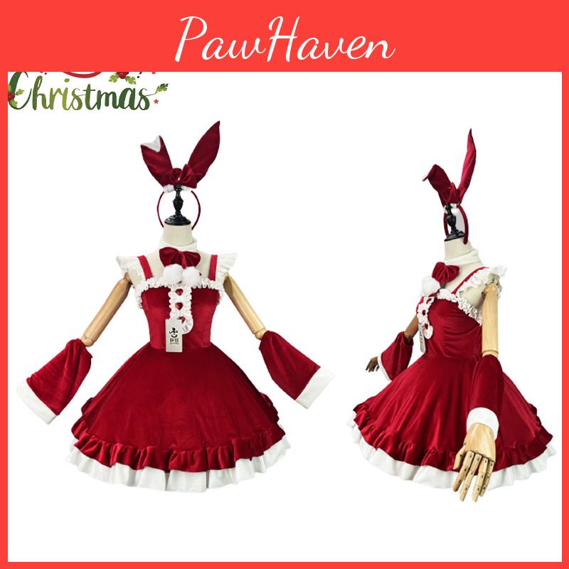 5xl Women's Breathable Polyester Christmas Sexy Maid Outfit Cosplay Bow Lolita