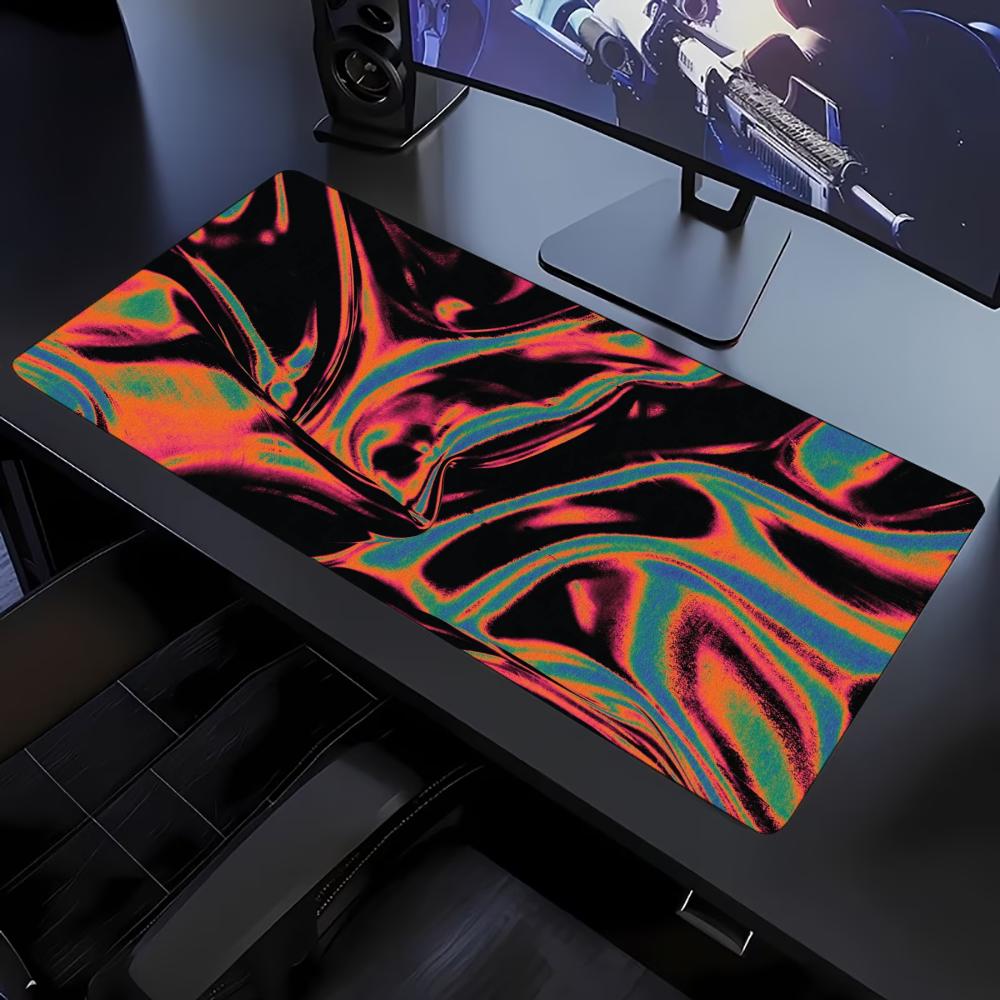 Colorful Liquid Swirl Pattern Large Mouse Pad NonSlip Rubber Stitched Edges Print Desk Mat Gaming Setup Office Workspace
