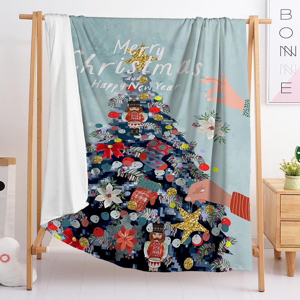 Blanket Flannel Blanket Christmas Illustration 2D Digital Printing Blanket Blanket Living Room