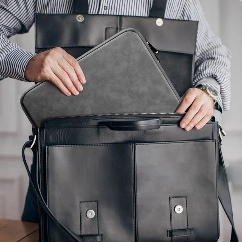 PU Leather Notebook Pouch Solid Color Laptop Case Durable Laptop Sleeve Bag  Computer Protection