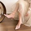 Summer New After The Ring Belt Sexy Banquet Bow Women's Shoes Pointy Comfortable Solid Color Elegant High Heel Sandals