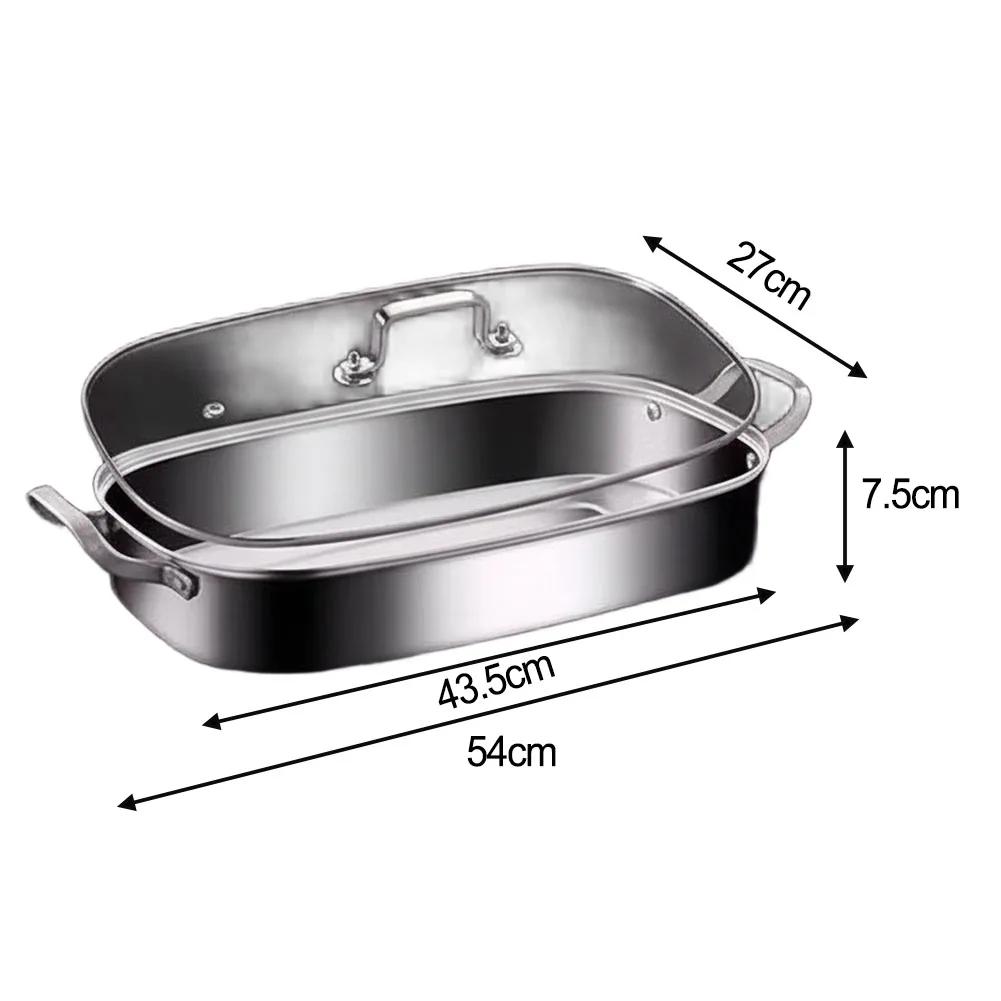 

1PC Fish Steamer Pot Stainless Steel Pot For Steaming Fish, Boiling Soup With Glass Lid Kitchen Tools Cooking Cookware Parts