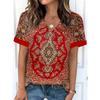 Women Summer T Shirt  Floral Pattern Print Short Sleeve Tees Casual Printed Tops