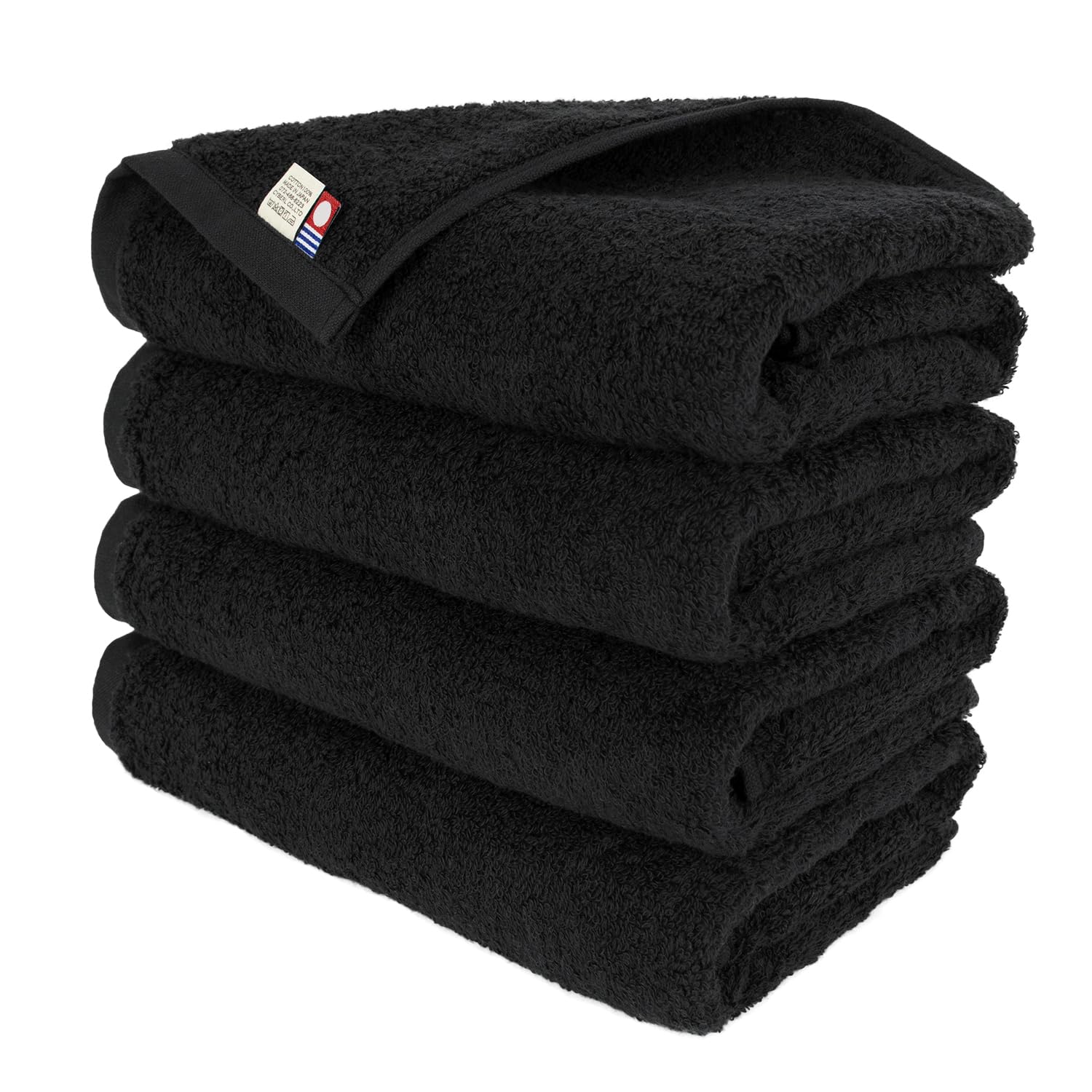 

[aso] Мини-полотенца для ванны Имабари, Набор из 4 штук, Средней толщины, 44 x 100 см, 100% хлопок, Сделано в Японии, Полотенце для всех (Набор из 4 штук, Черный) cy-mt275-mb4-bl