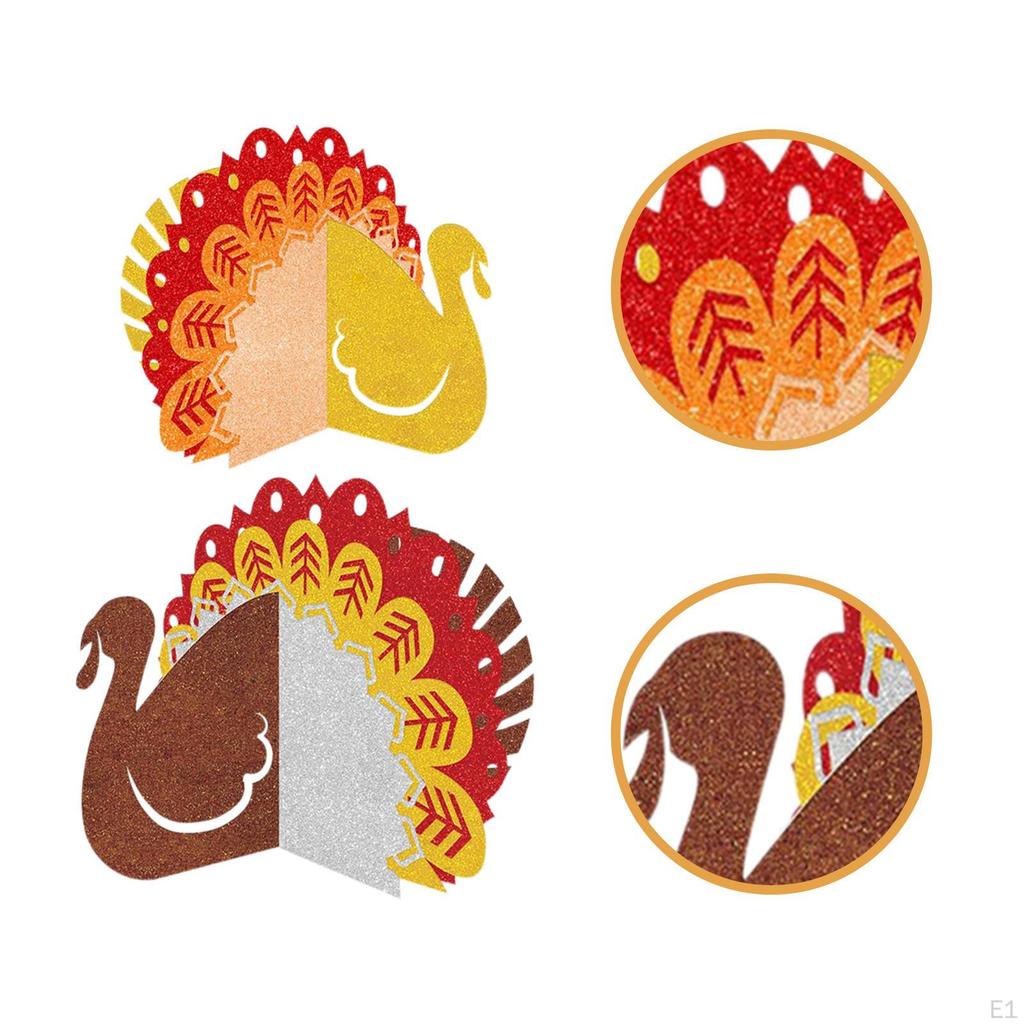 2 Stück Thanksgiving Glitzer Truthahn Tischdekorationen,Dank sagen,Herbst Mittelstück,Truthahn Schild für