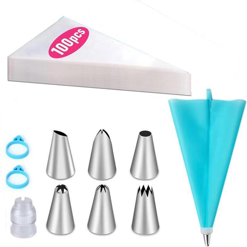 34-Piece Cake Decorating Tool Set: Piping Tips, Piping Bags & Converter for Cream and Lace Designs