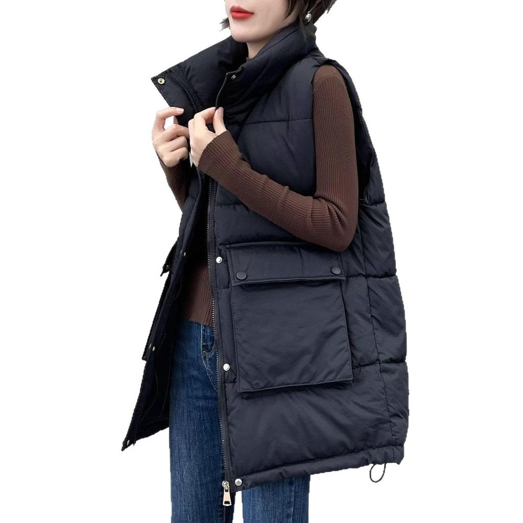 New autumn and winter loose and versatile foreign style thickened warm women's cotton vest fashionable large size vest