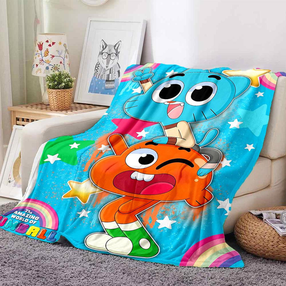 1pc Gumball World Cozy Print Blanket Lightweight Warm Flannel Throw Blanket For Sofa, Bed, Living Room