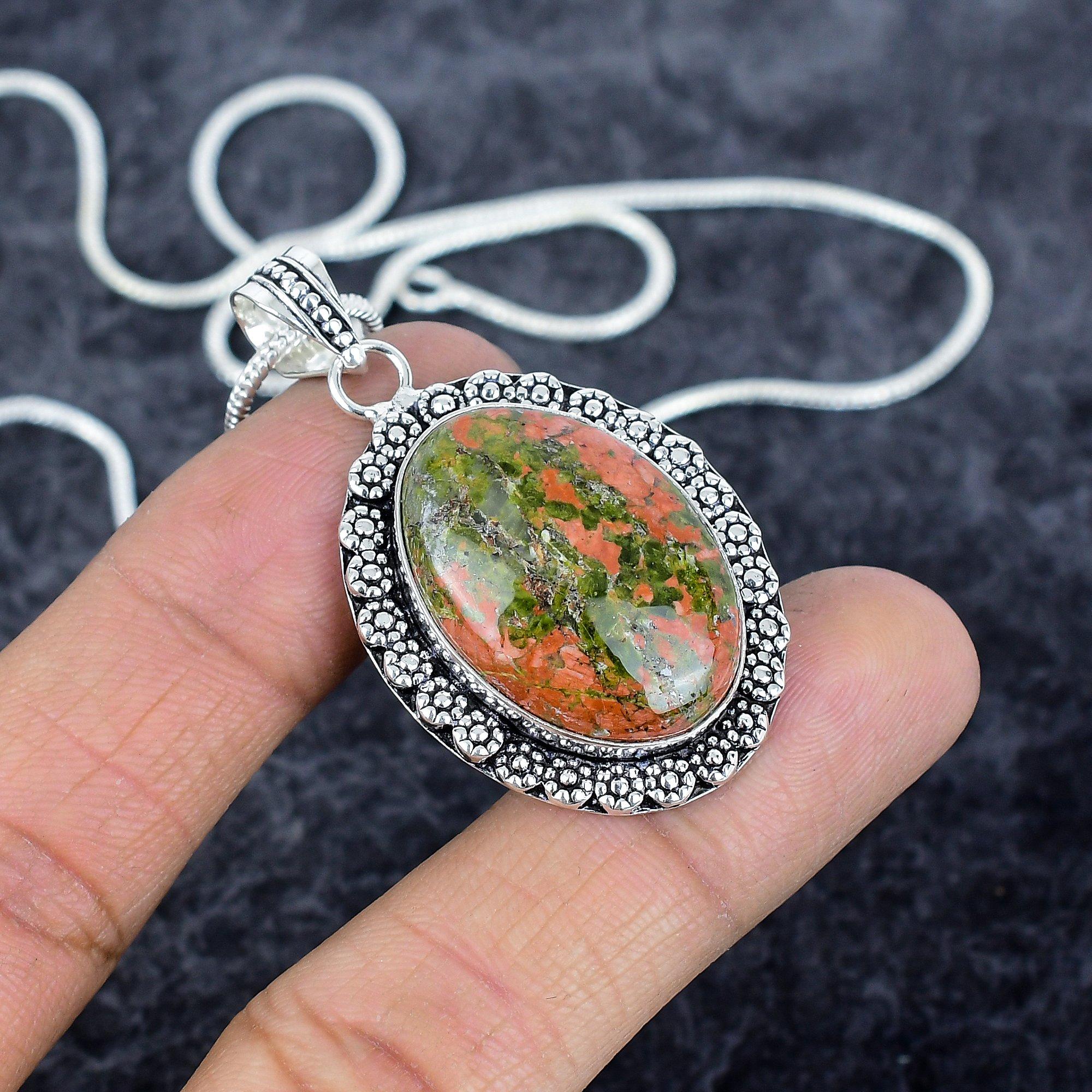 

Unakite Gemstone Handmade 925 Sterling Silver Jewelry Pendant 1.97 M-2840