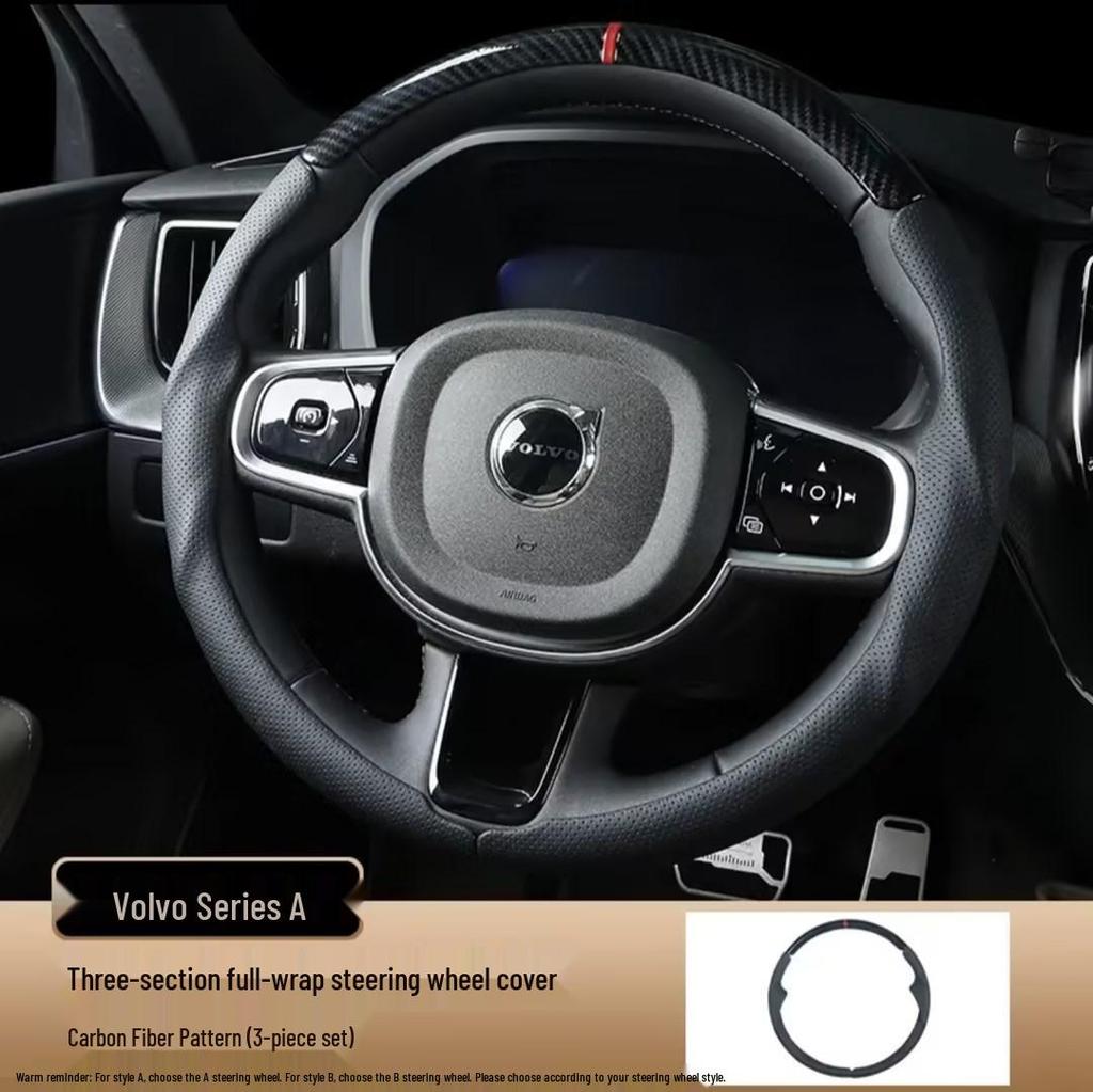 Universal Three-Section Full Cover Steering Wheel Cover for Volvo XC40, XC60, XC90, S60, S90