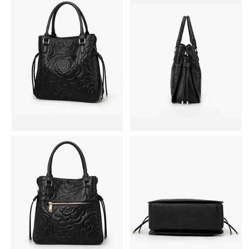 High Quality Embossed Women's Bag Flower Texture Handbag Niche Large Capacity Removable Messenger Bag
