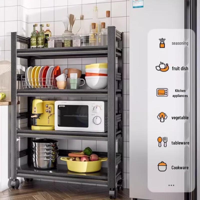Yunshuang Floor-Standing Kitchen Storage Rack with Fence