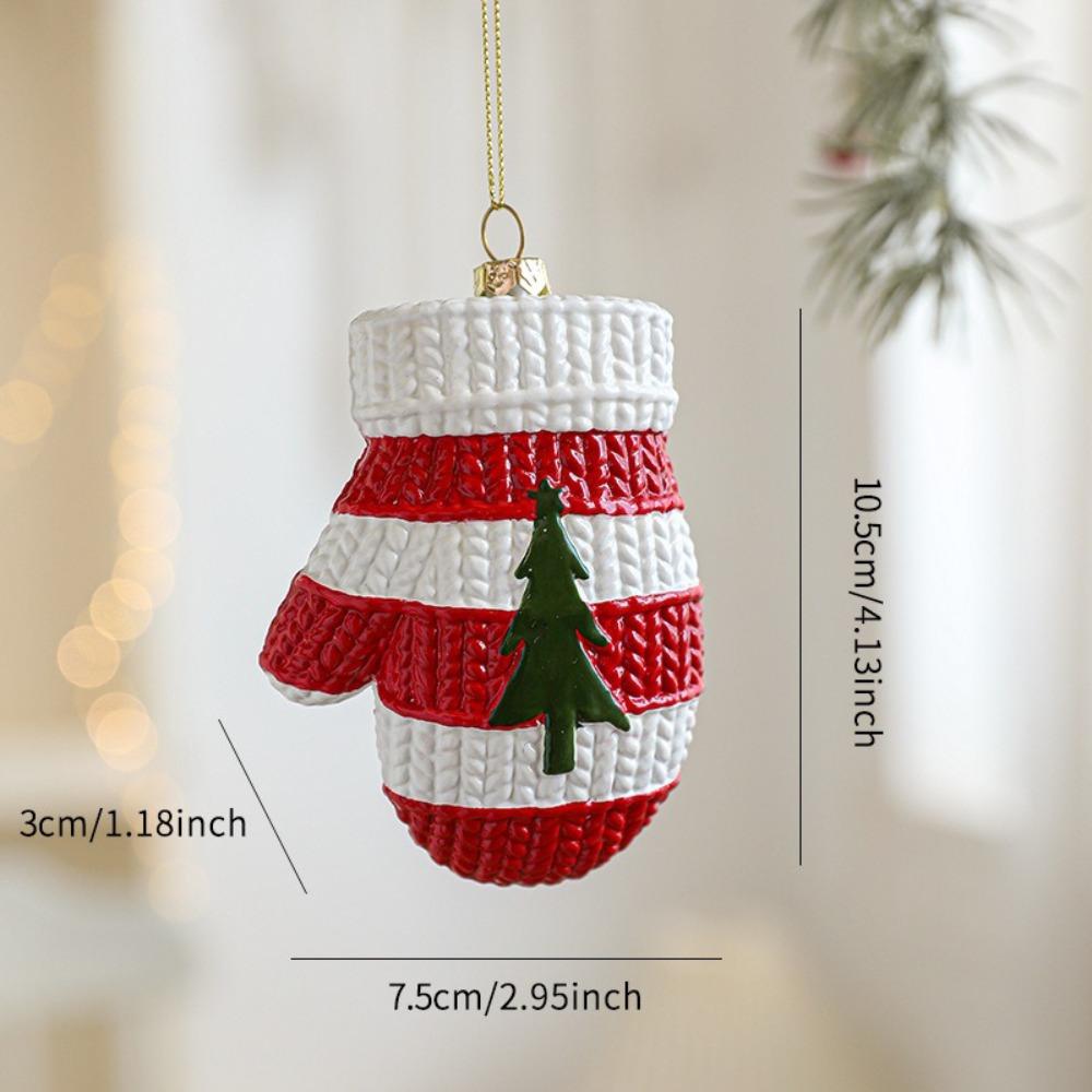 Plastic Christmas Tree Pendant Manual Painted Red&white Christmas Decorations Santa Claus Figurine Xmas Tree Hanging Bauble
