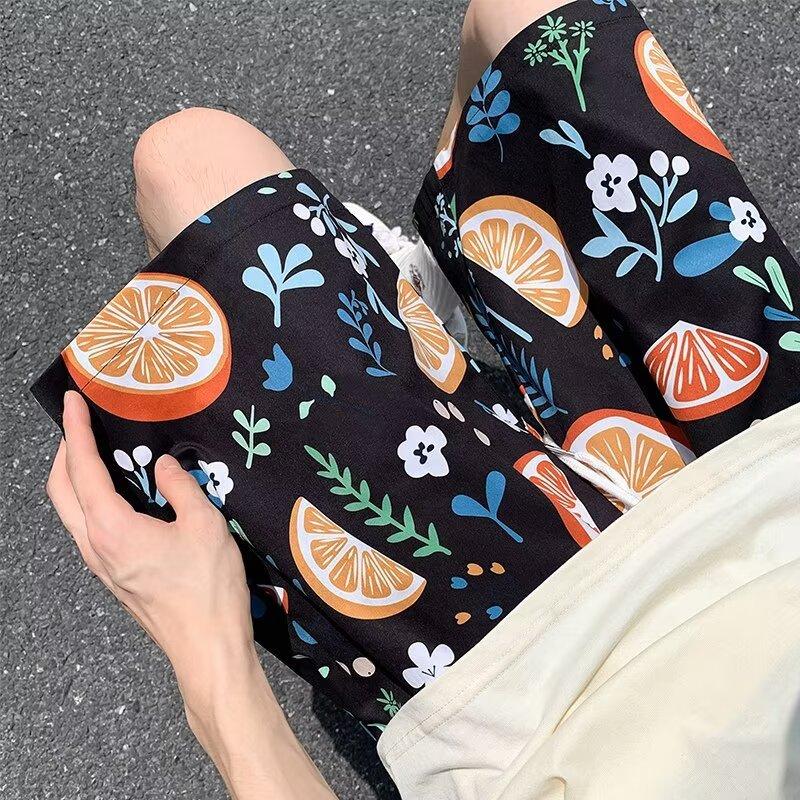 Casual Shorts Men's Summer Trendy Brand Loose Personality Versatile Student Drawstring Straight Five-point Medium Pants