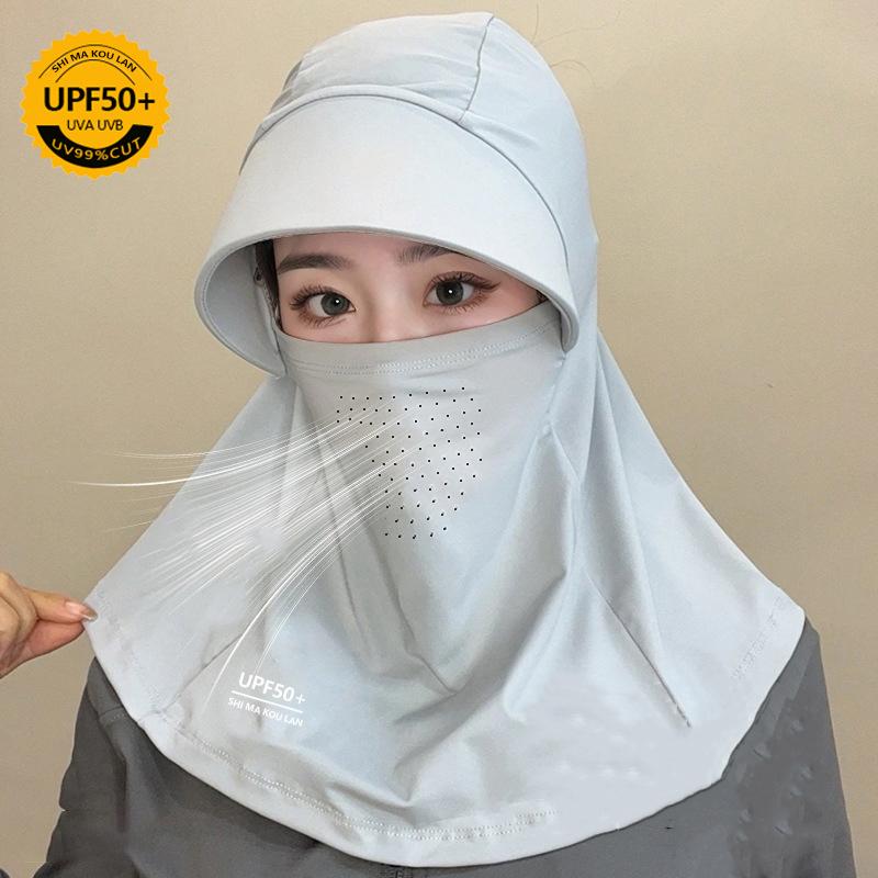 1Pc Ice Silk Sun Hat Face-Protecting Sunscreen Cool Breathes Anti-Ultraviolet Hat With Shawl Women Outdoor Cycling Sun Hat