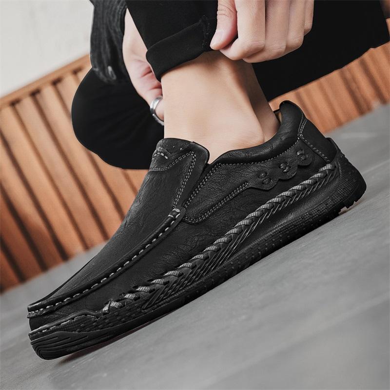 Men's Slip-on Retro Casual Shoes Large Size Handmade Genuine Leather Casual Boots  Suit Casual Wedding Shoes