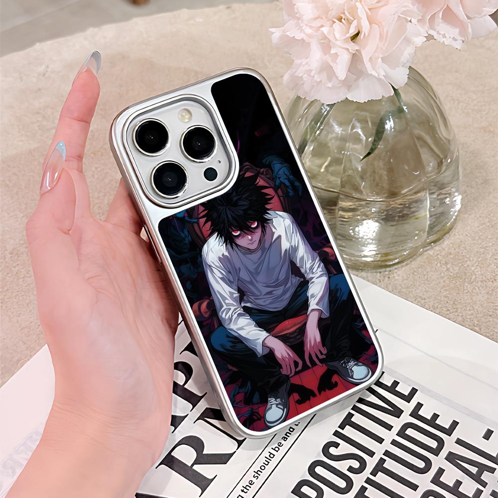 Death Note L Lawliet Mobile Phone Case for iPhone 17 16 15 14 13 12 11 Air Pro Max Plus Silver Plating Colorful Cover Pretty