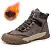 Men's Waterproof Genuine Leather High-top Hiking Shoes - Anti-slip, Warm, Plus Velvet, Thick Sole