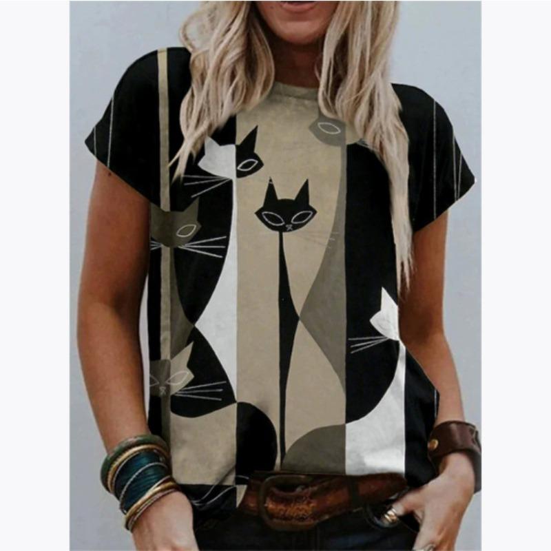 

Женская футболка с коротким рукавом с принтом Модный топ Повседневная универсальная футболка Женская S