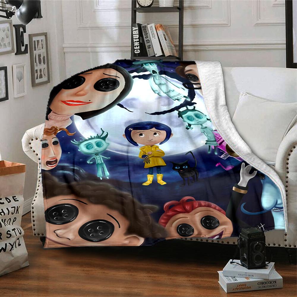 1pc Coraline (2) Blanket, Gift, for Men and Women, Soft Blanket, Good for Sofa Bed Couch Travel, Lightweight Flannel Blanket