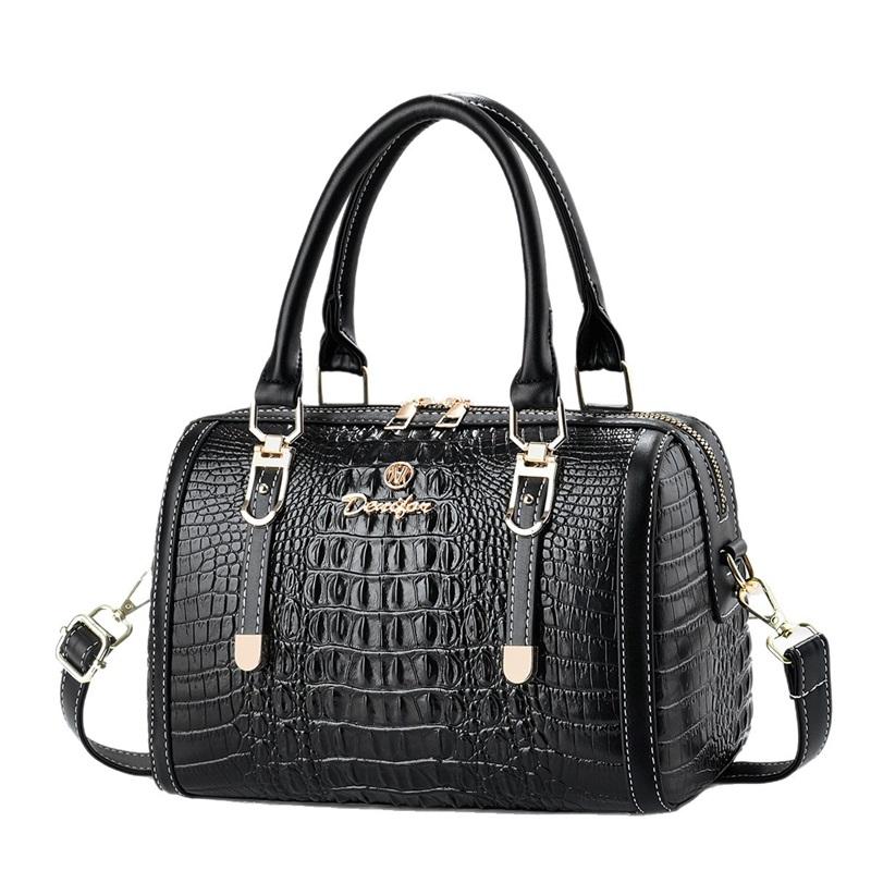 Premium Croc Print Boston Handbag For Ladies, Stylish Multiway Shoulder & Crossbody Daily Bag