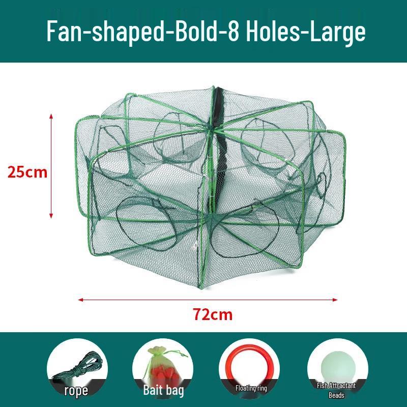 Foldable Thickened Fish and Shrimp Trap Net for Outdoor Fishing.
