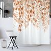 Rustic Brown Leaf Shower Curtain with Hooks, Watercolor Botanical Eucalyptus Bathroom Decor, Boho Farmhouse Waterproof Polyester