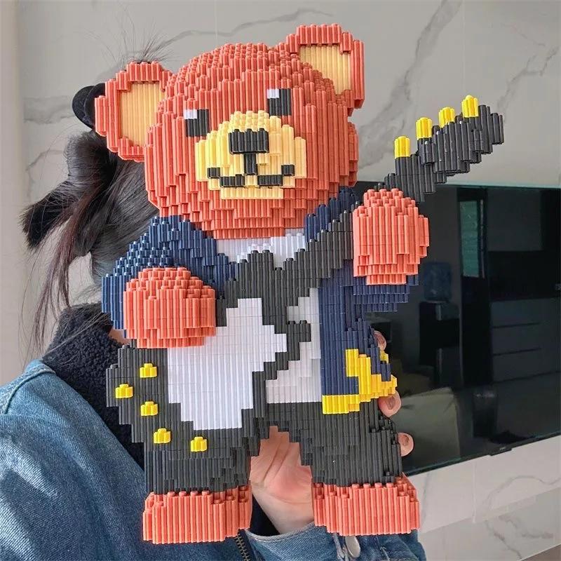 Brown Bear Band Party Set Children's Building Blocks Toy DIY Assembly Building Blocks 3D Model Children's Adult Festival Gift