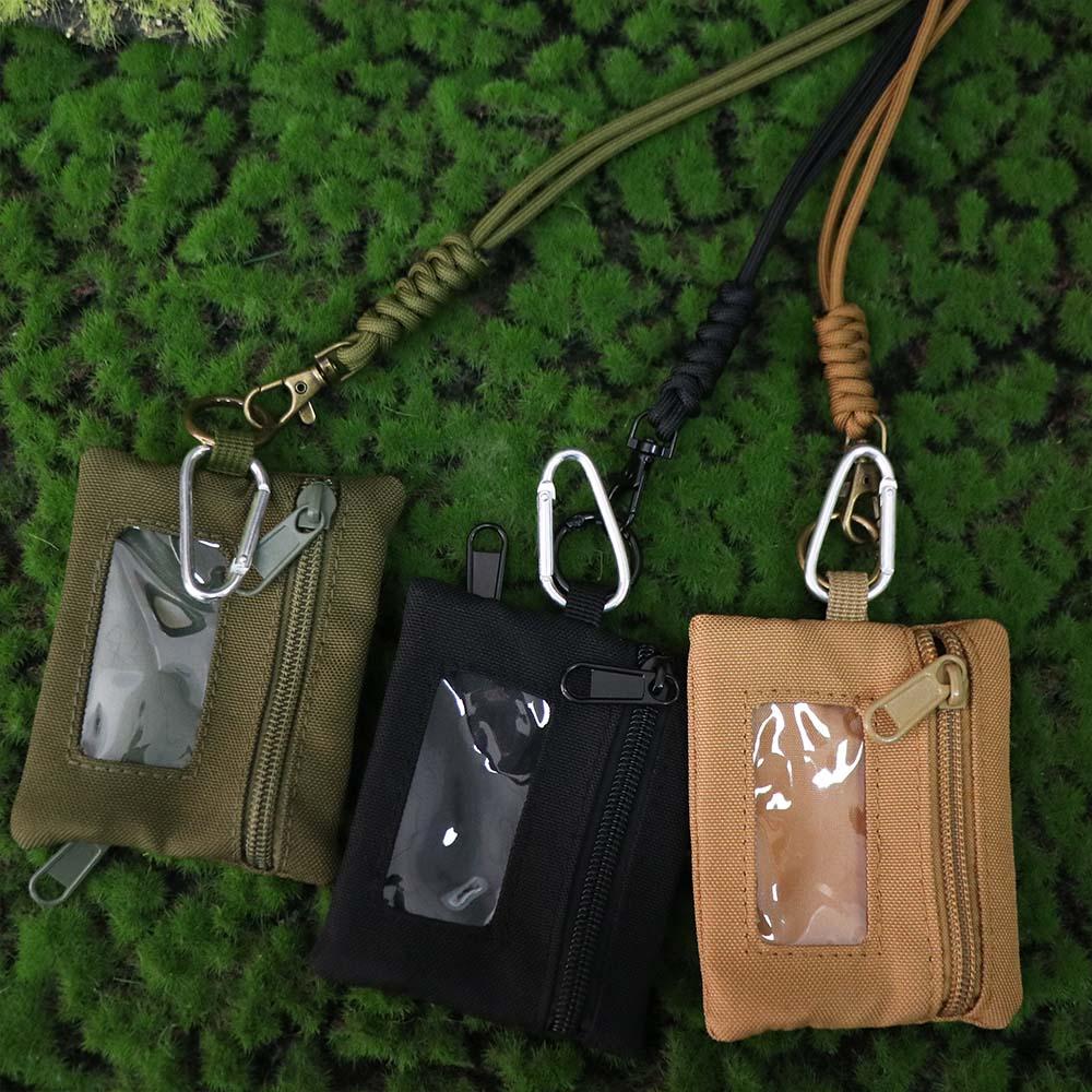 Solid Color Hanging Neck Coin Purse Oxford Cloth Small Storage Bag Hanging Neck Wallet  Zipper Bag