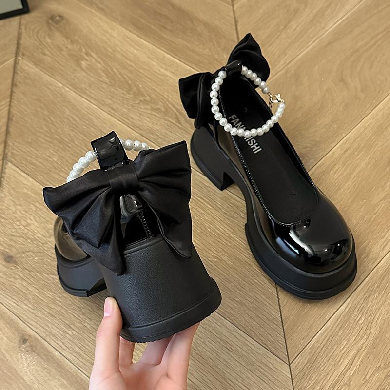 Fashion Spring/Summer High Heels Shoes Lolita Skirts Pearl Buckles Bow Mary Jane Shoes Women's Shoes