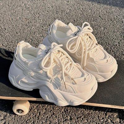 Thick-soled Heightening Daddy Shoes Women's Spring and Autumn Korean Version of The Fried Street Show Feet Small Casual Sports Shoes