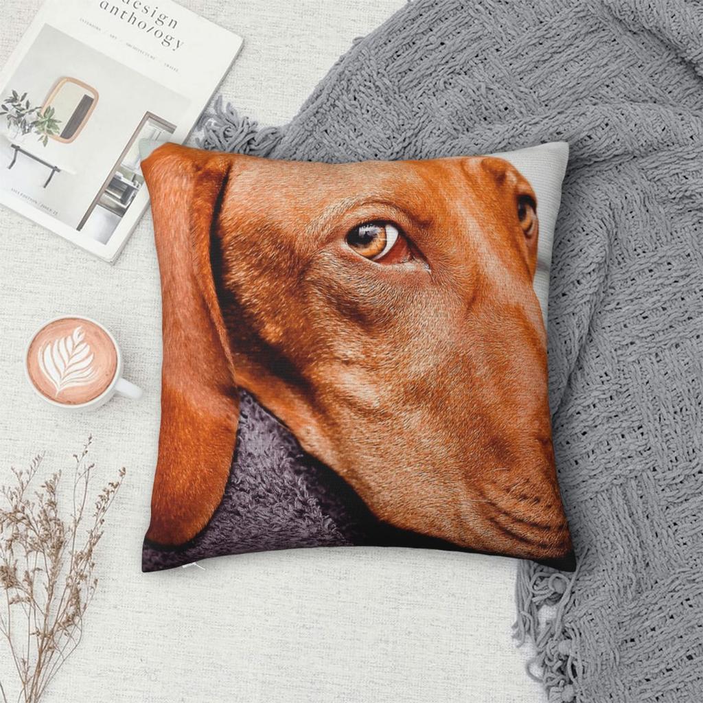 The Eyes Have It Vizsla Hond Kussensloop Polyester Linnen Fluweel Patroon Rits Decoratief Bank Zitkussenhoes