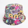 Retro Cartoon Double-Sided Bucket Hat, 80s/90s Style, Versatile Sun Protection for Outdoor Wear