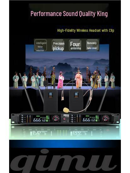 Wireless Diversity Microphone Set: Dual Ear-Mic & Quad Lavalier for Professional Stage Use, Free Shipping