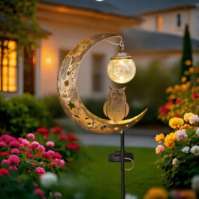 Yousheng Solar Animal Garden Light, Moon Cat Bird Dog Solar Light with Metal Stake, Solar Powered Outdoor Animal Crescent Light for Patio Pathway Yard