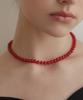 Tatiana (Silver 925) Red Jade Candy Ball Necklace Nz2143