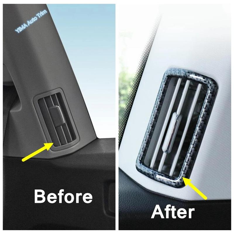 Carbon Fiber Look Car Dashboard Air AC Outlet Vent Decor Cover Trim ABS Accessories For VW Volkswagen Atlas / Teramont