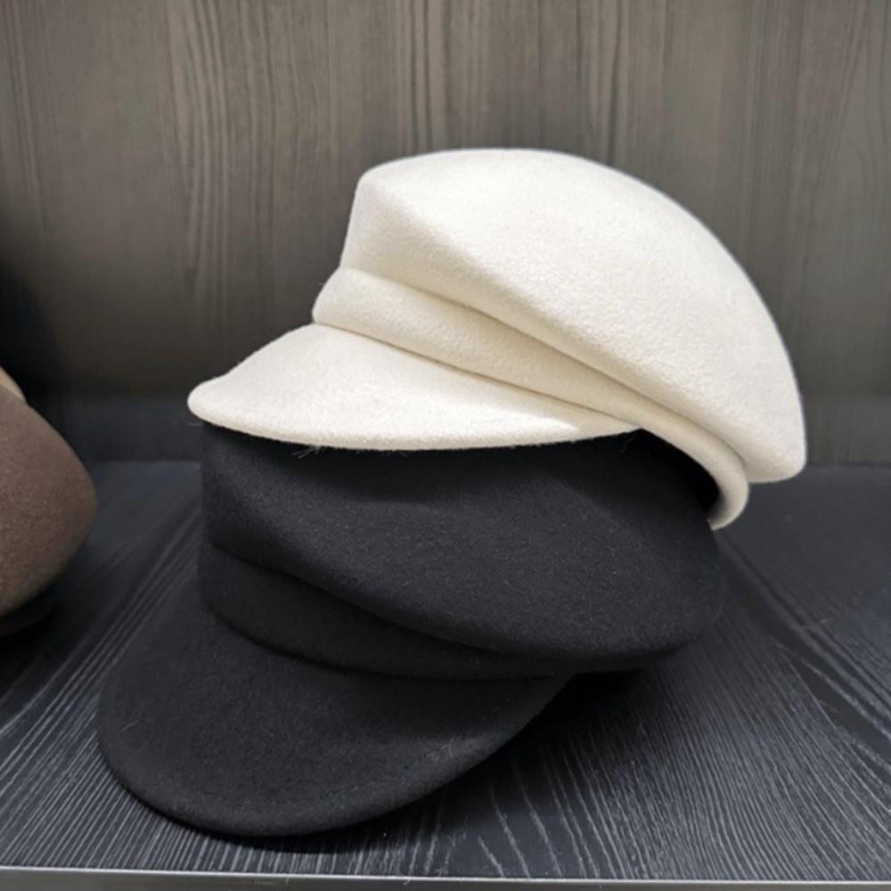 Wool Blend Peaked Cap Sloping Brim Beret Hat Fashion Newsboy Cap For Women