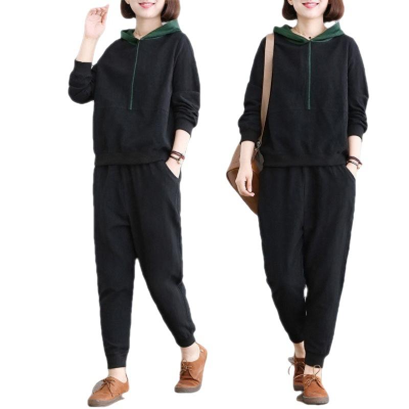 Casual Sports Suit Women's Spring Loose Korean Style Plus Size Fashionable Casual Wear Two-piece Set