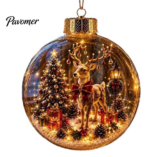 Durable Holiday Party Supplies Glowing Christmas Story Ornament, Mini Scene in Ball, Light Up Hanging Decorations for Garden Clear Plastic Ball